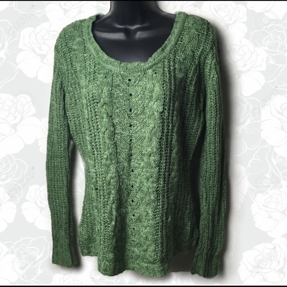 Wet Seal Loose Cable Knit Scoop Neck Sweater